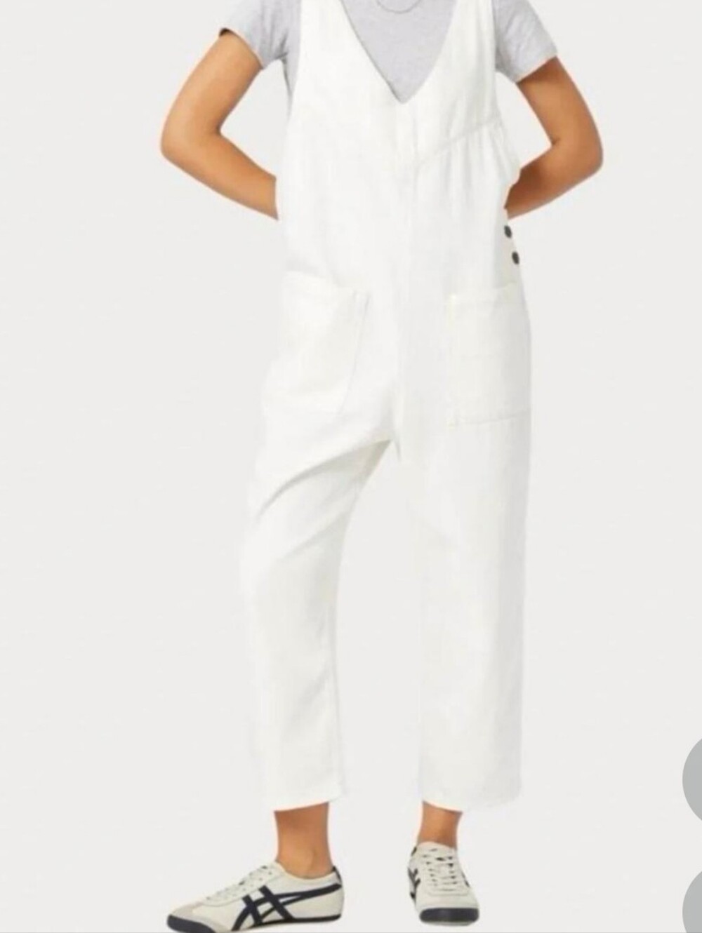 Free People White Dungaree Overalls